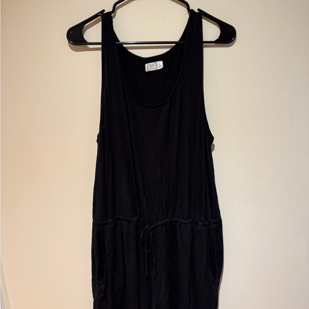 Maurices Black Relaxed Romper with Cinched Waist Tie